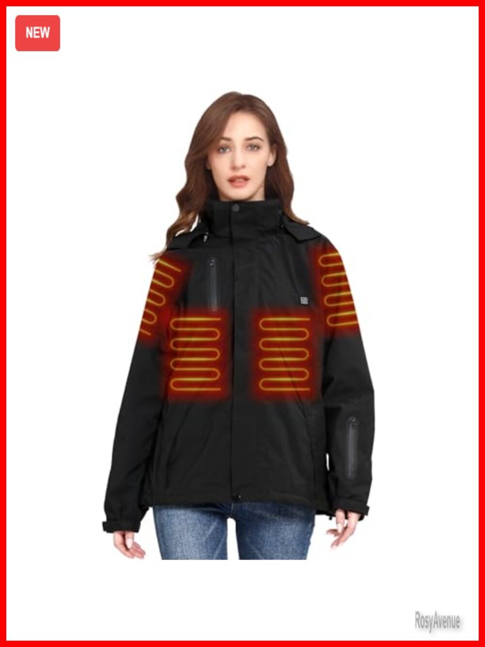 Women's Heated Jacket with 18400mAh Power Bank, Slim Fit Winter Warm Coat, 3